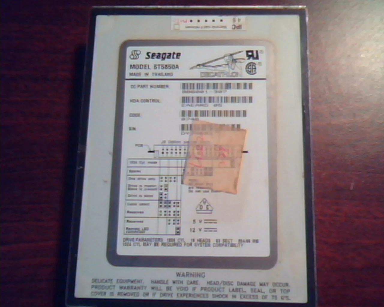 Hard Disk Drive IDE Seagate Decathlon ST5850A 9B6001-307 0746 EAEARD 05