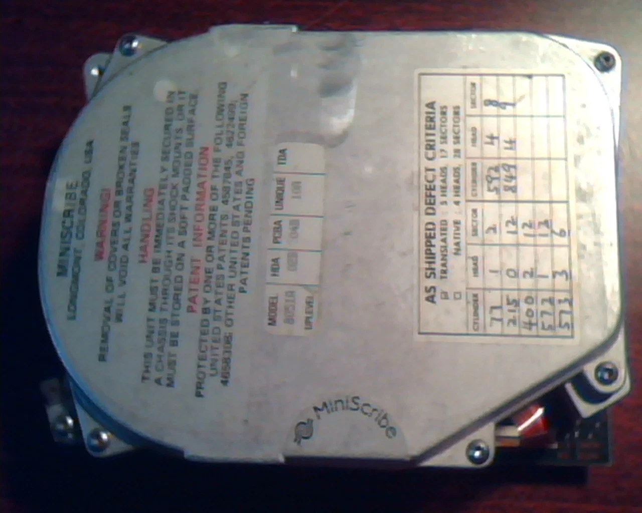 Hard Disk Drive IDE Miniscribe 8051A 02B 04B 10A