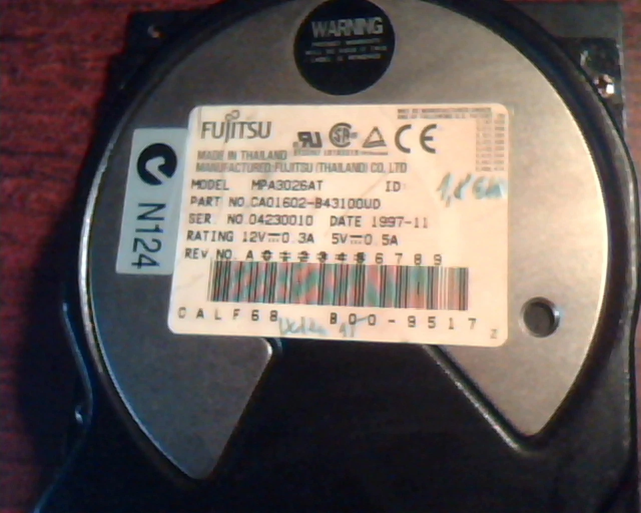 Hard Disk Drive IDE Fujitsu MPA3026AT CA01602-B43100VD 1997-11 B00-9517 - image 3