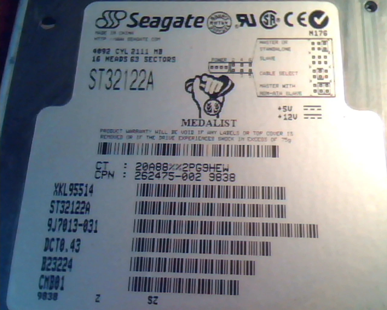 Hard Disk Drive IDE Seagate Medalist ST32122A 9J7013-031 DCT0.43 B23224 - image 2