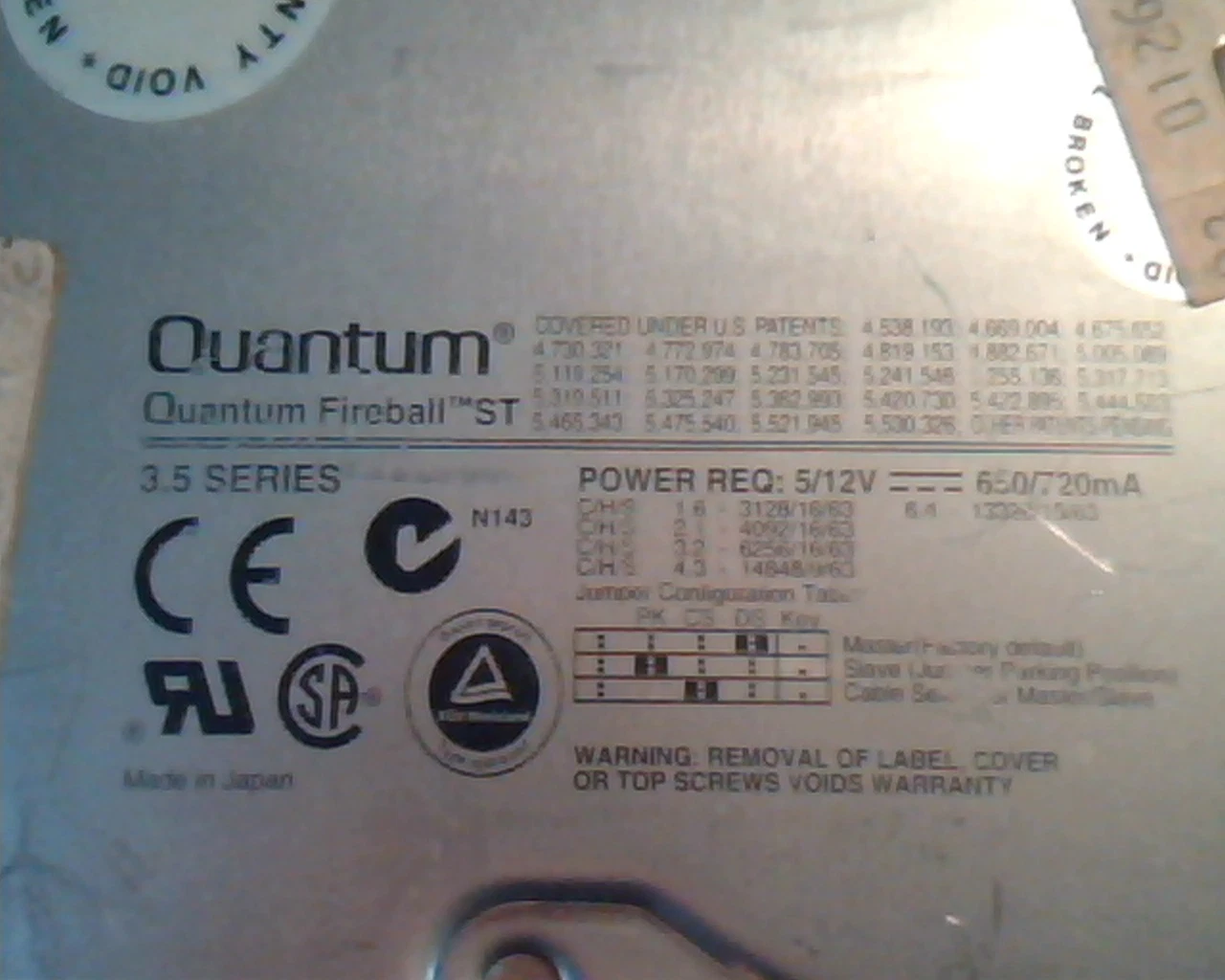 Hard Disk Drive IDE Quantum Fireball ST 3.2AT ST32A011 02-C ASTF 0810 - image 2
