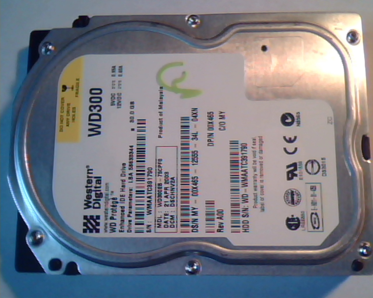 Hard Disk Drive IDE Western Digital WD300 Protege WD300EB-75CPF0 DSCHNV2A A00