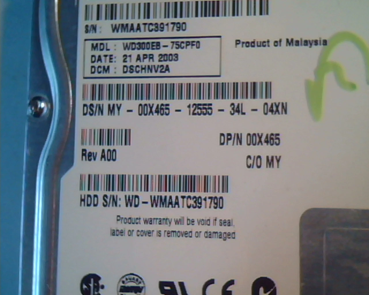 Hard Disk Drive IDE Western Digital WD300 Protege WD300EB-75CPF0 DSCHNV2A A00 - image 3
