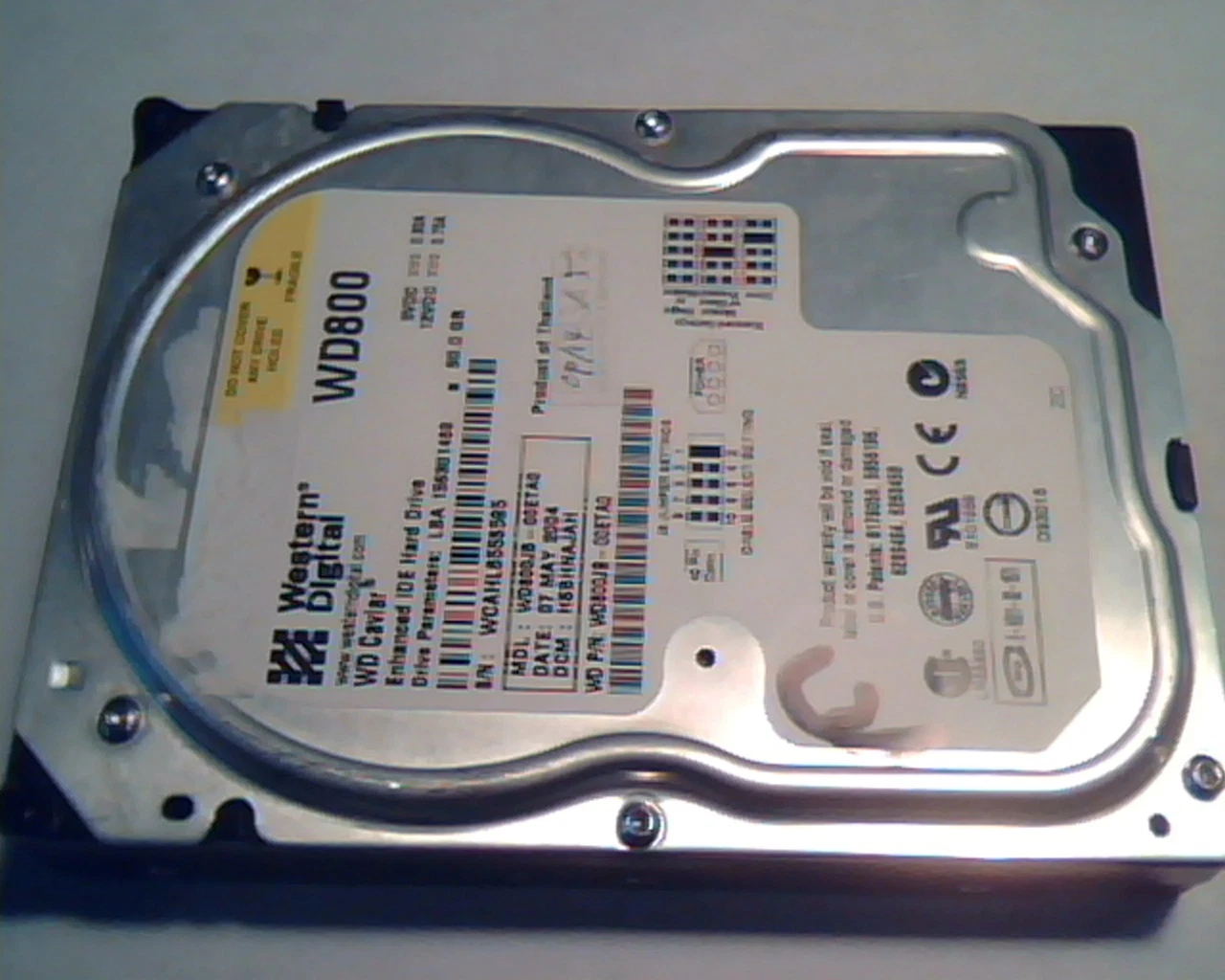 Hard Disk Drive IDE Western Digital WD800JB-00ETA0 HSBHNAJAH WD800 80GB Caviar