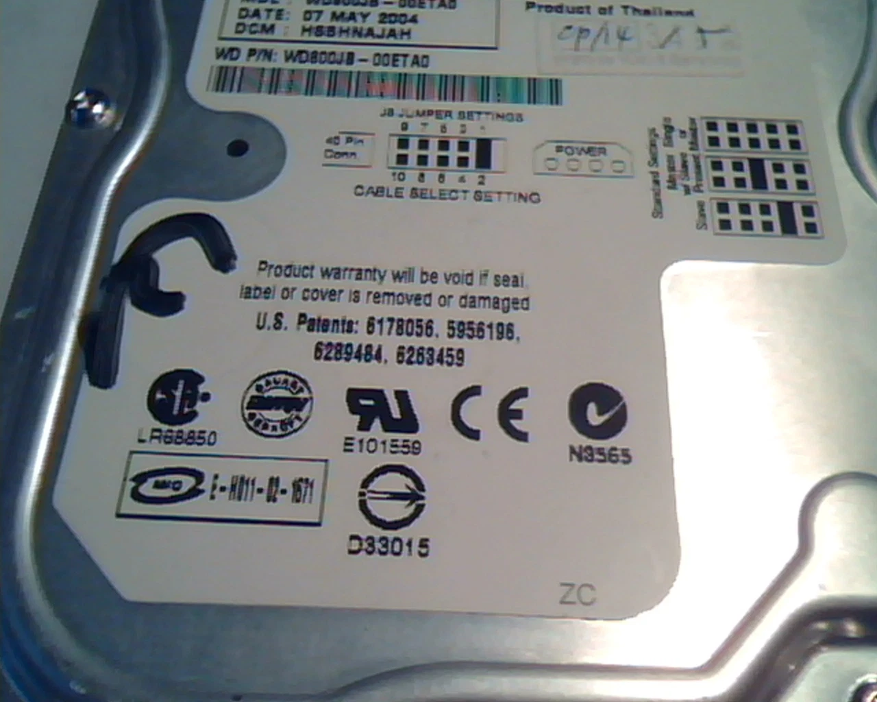Hard Disk Drive IDE Western Digital WD800JB-00ETA0 HSBHNAJAH WD800 80GB Caviar - image 3