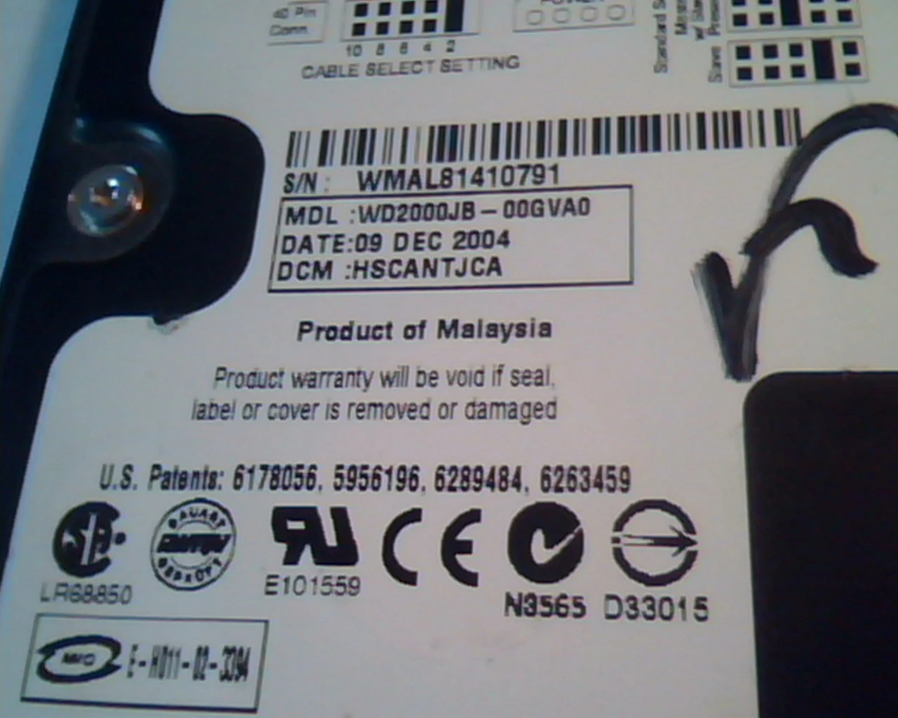 Hard Disk Drive IDE Western Digital WD2000 Caviar SE WD2000JB-00GVA0 HSCANTJCA - image 3