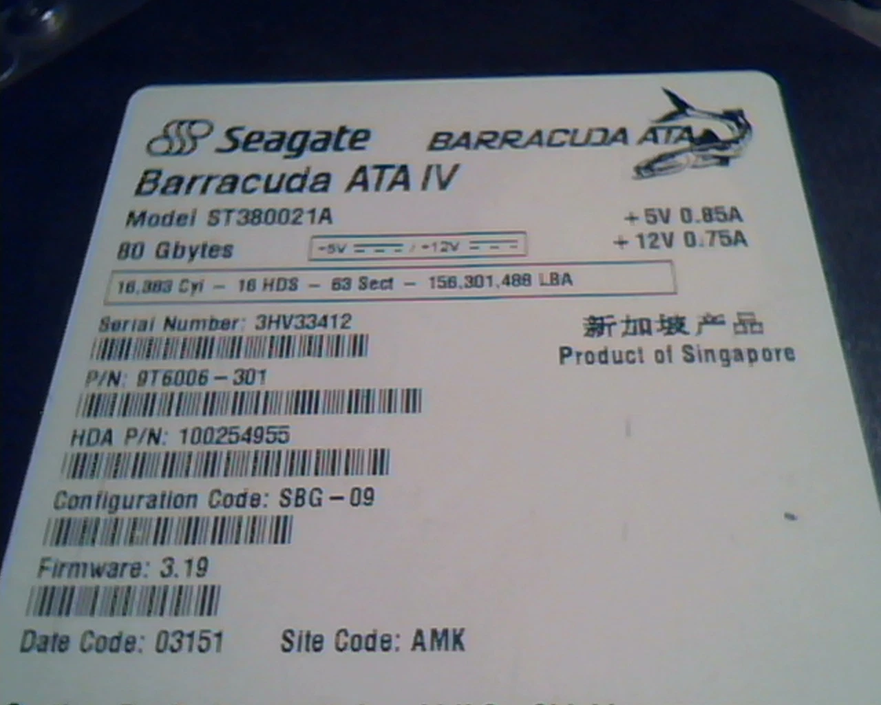 Hard Disk Drive IDE Seagate Barracuda ATA ST380021A 80GB 9T6006-301 100254955 - image 2