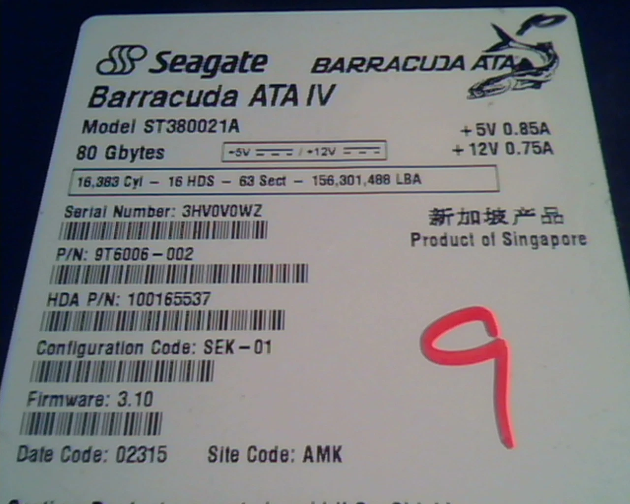 Hard Disk Drive IDE Seagate Barracuda ATA ST380021A 9T6006-002 80GB 100165537 - image 2