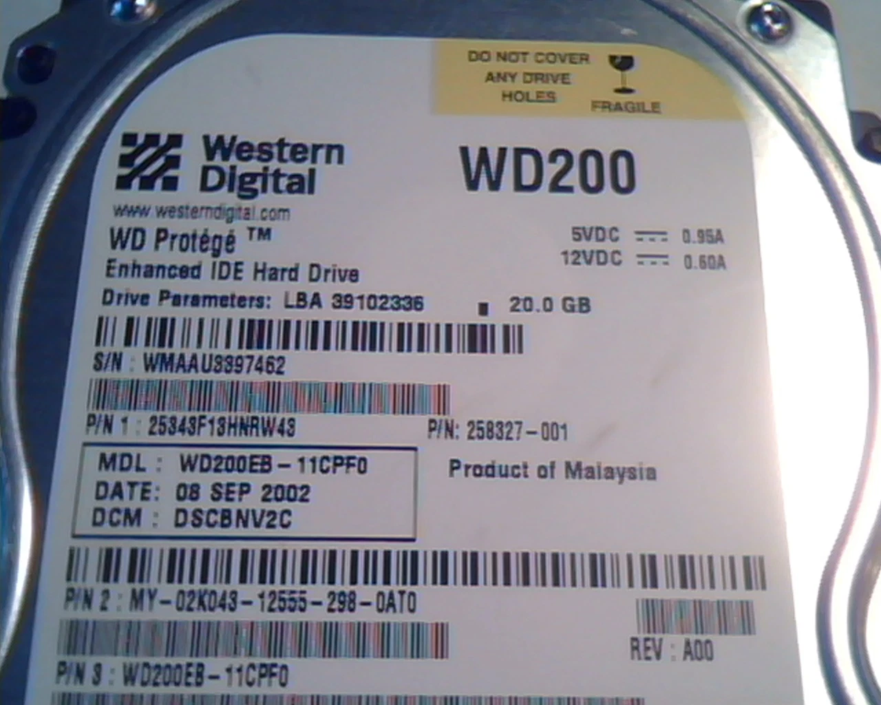 Hard Drive Disk IDE Western Digital WD200 Protege WD200EB-11CPF0 2060-001113-001 - image 2