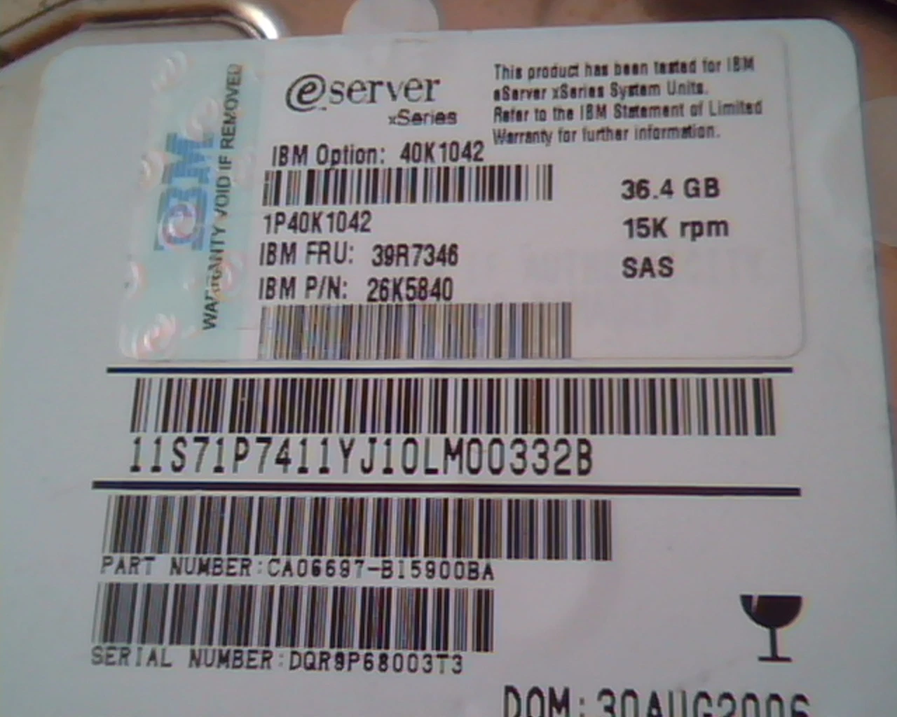 Hard Disk Drive SATA IBM eserver Fujitsu CA06697-B15900BA MAX3036RC 36.4 GB - image 2