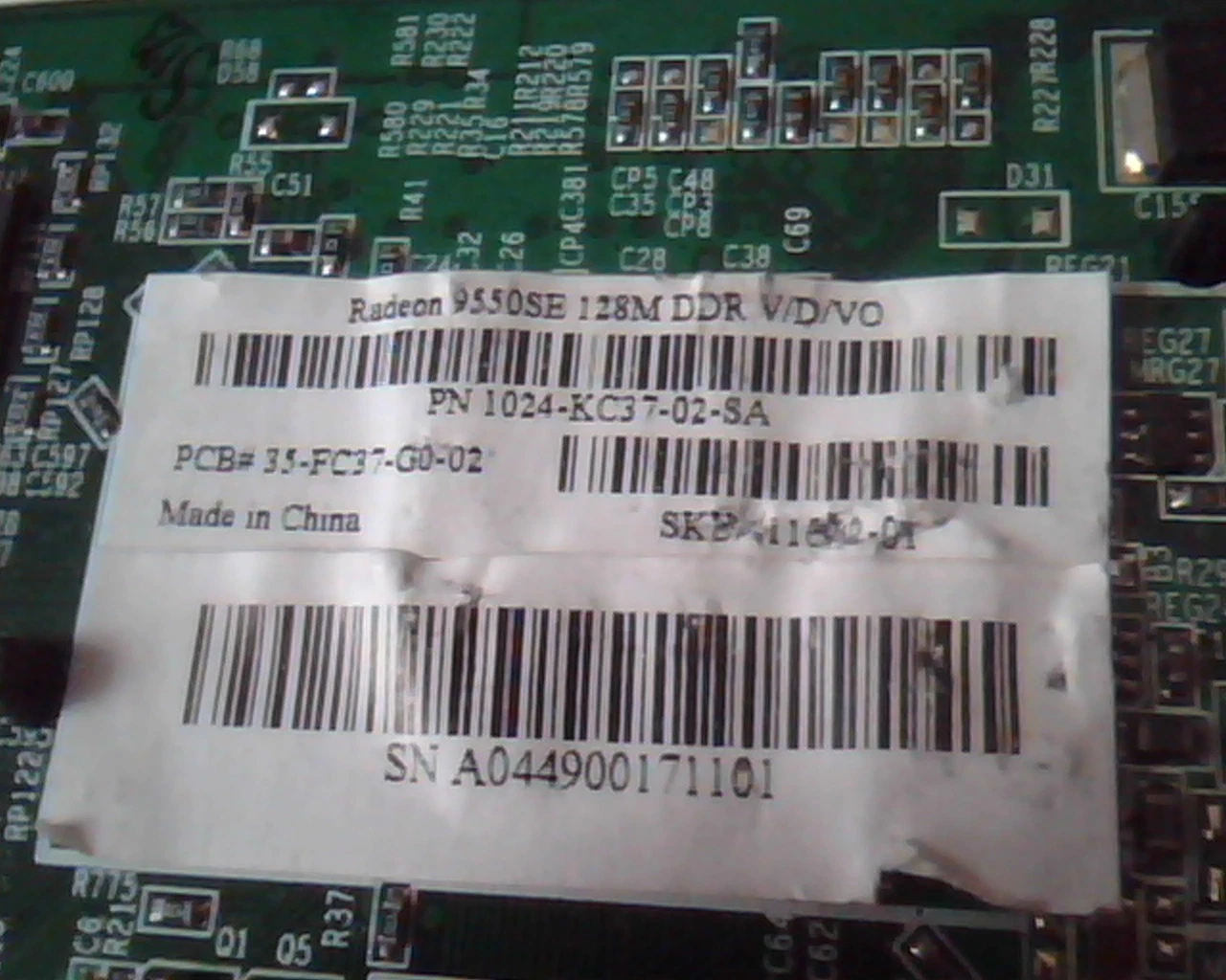 AGP card ATI Radeon 9550SE 128M DDR V/D/VO 35-FC37-G0-02 DVI S Vid - image 5