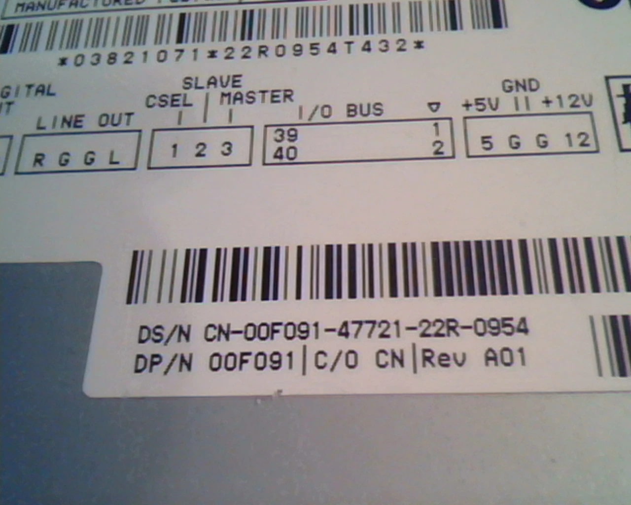 NEC DVD ROM Reader DV-5800A 00F09 CN A01 A3DDV-5800A drive - image 4