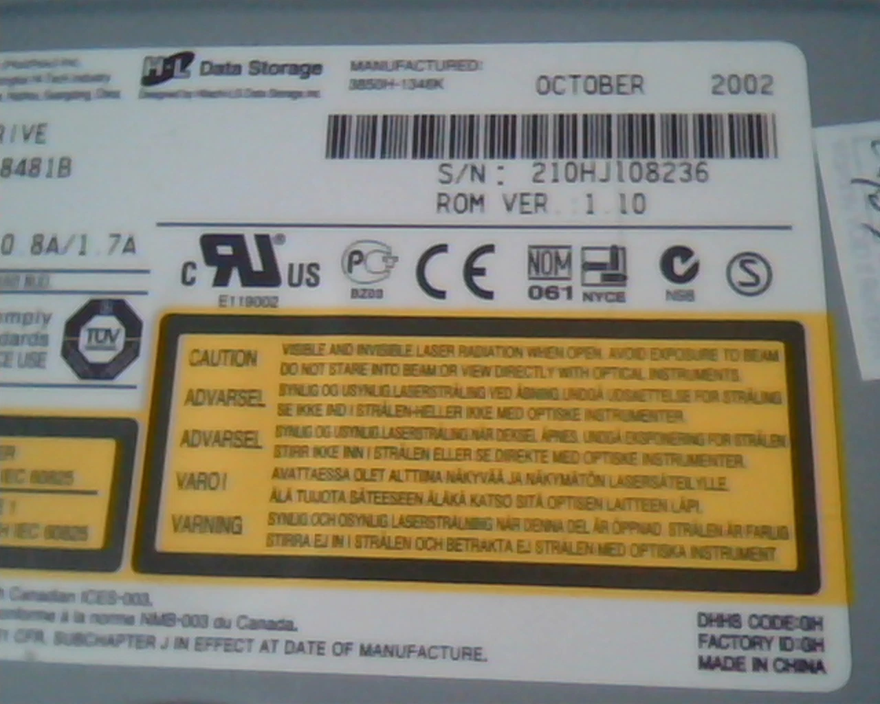 LG CD-R/RW Drive GCE-8481B ROM Ver 1.10 October 2002 CD Rewritable 48x24x48x - image 3