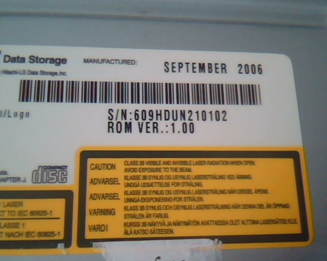 LG Super Multi DVD Rewritable Model GSA-H22N September 2006 Rom Ver 1.00 Drive - image 3