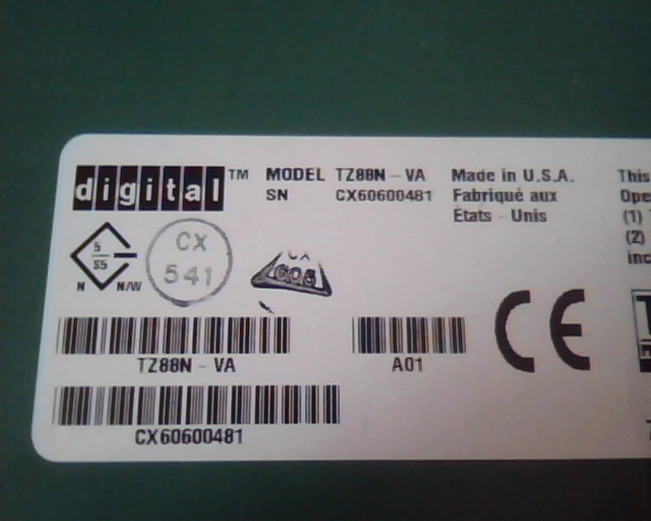 Tape Drive Digital TZ88N-VA A01 70-3123-09 TZ88 Storage - Working - image 3