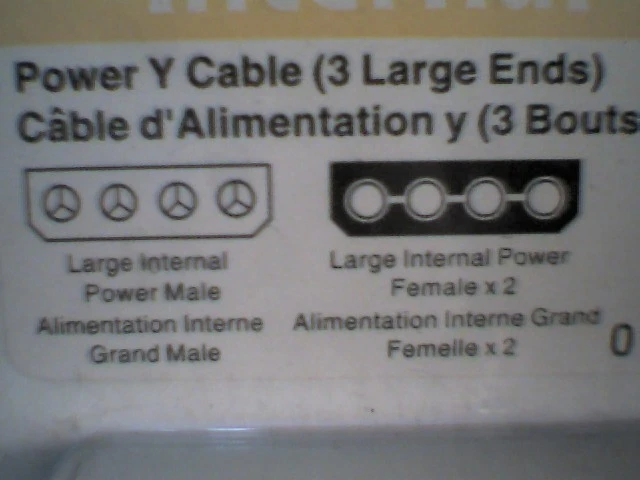 Y-Splitter Power Cable Large Ends 1M-2F Molex 4-pin PYO2L - image 4