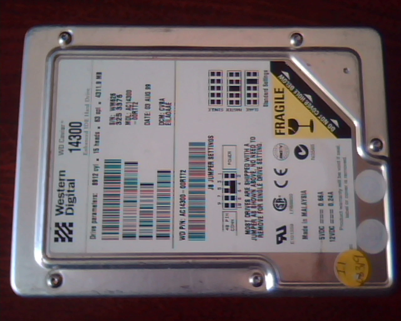 Hard Disk Drive IDE Western Digital Caviar 14300 AC14300-00RTT2 CVBA EILAOAAE