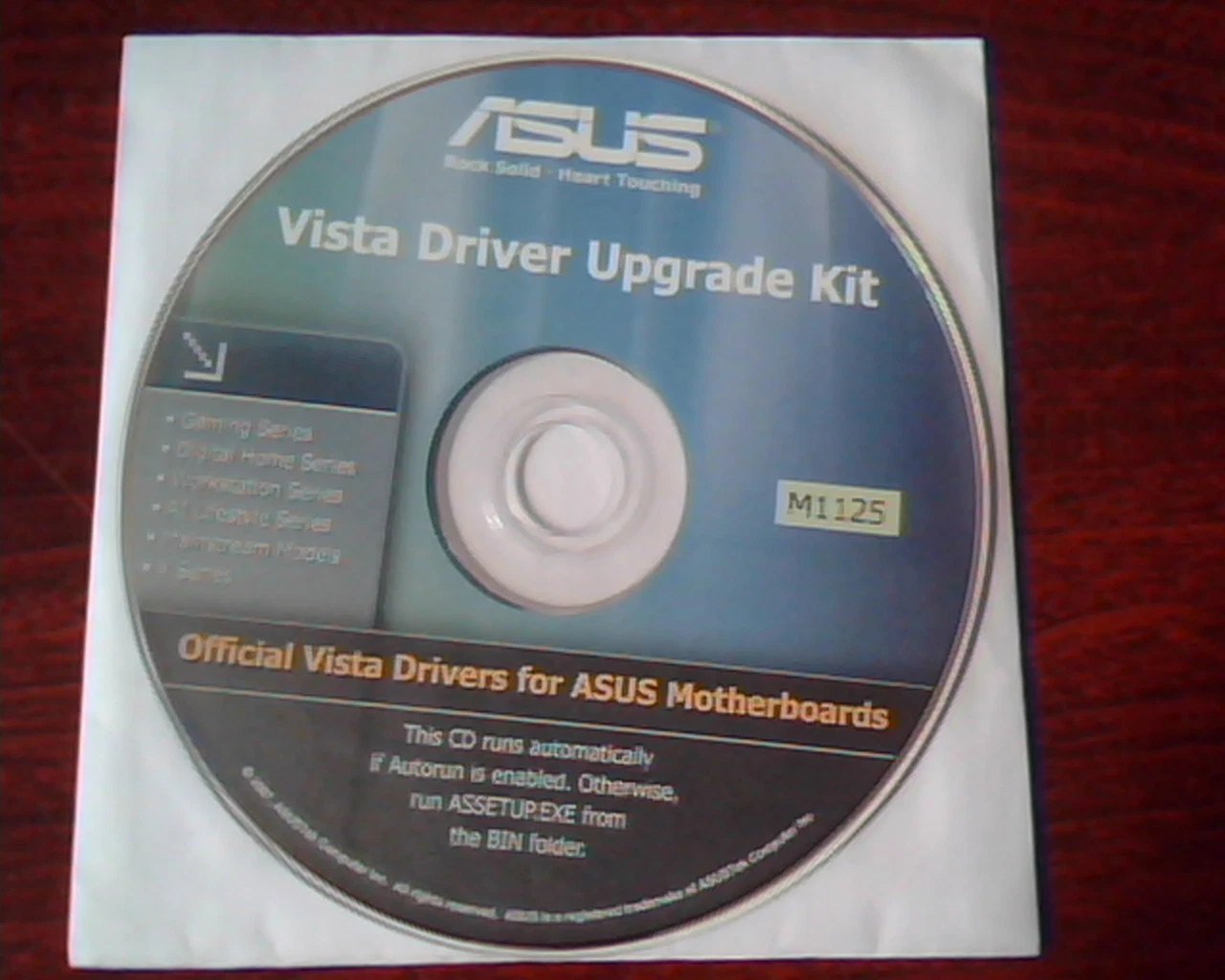 CD ASUS Vista Driver Upgrade Kit M1125 for ASUS motherboards series