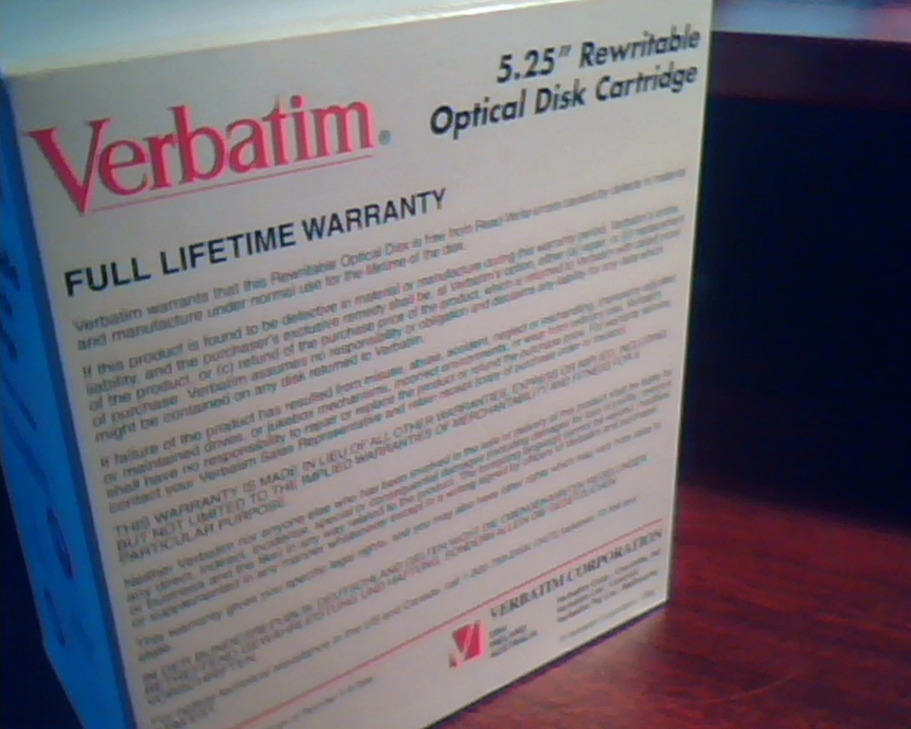 BOX of 5   * NEW * SEALED Verbatim 5.25 Optical Disk ReWritable VBR5B4 cartridge - image 2