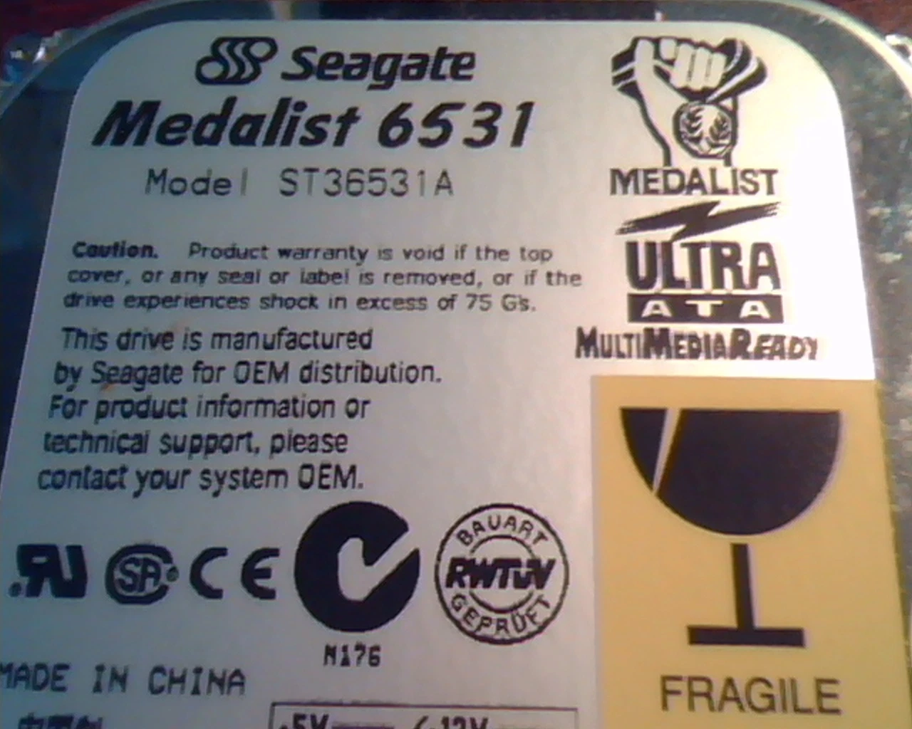 Hard Disk Drive IDE Seagate Medalist 6531 ST36531A 9K2005-034 3.04 F32122 A0601 - image 2