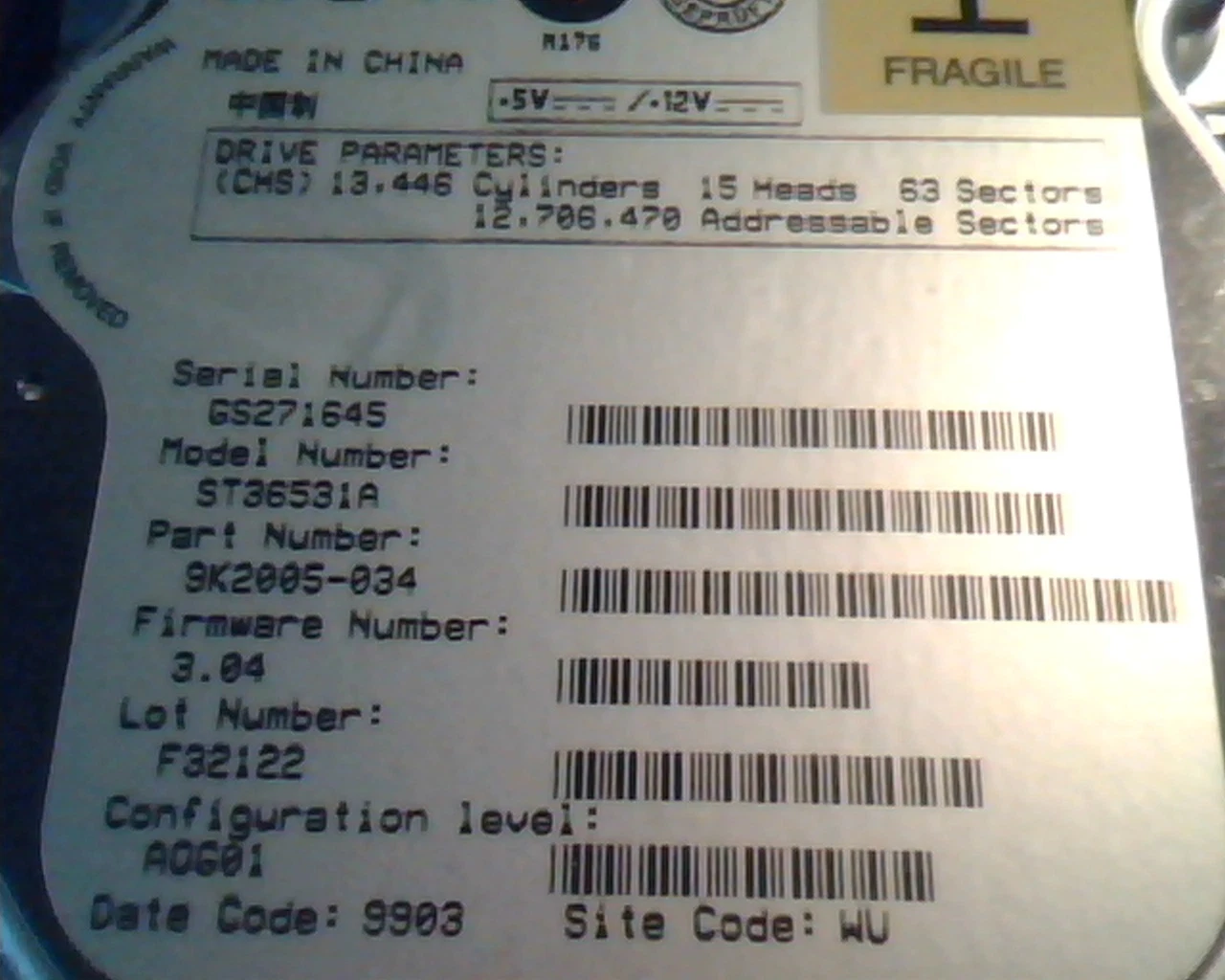Hard Disk Drive IDE Seagate Medalist 6531 ST36531A 9K2005-034 3.04 F32122 A0601 - image 3