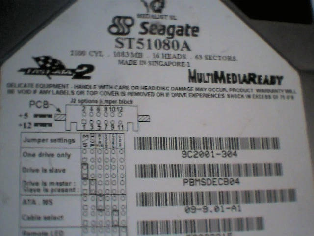 IDE Hard Drive Seagate ST51080A 9C2001-304 3.5 FastATA2 MultiMedia 1083M ✅TESTED - image 2