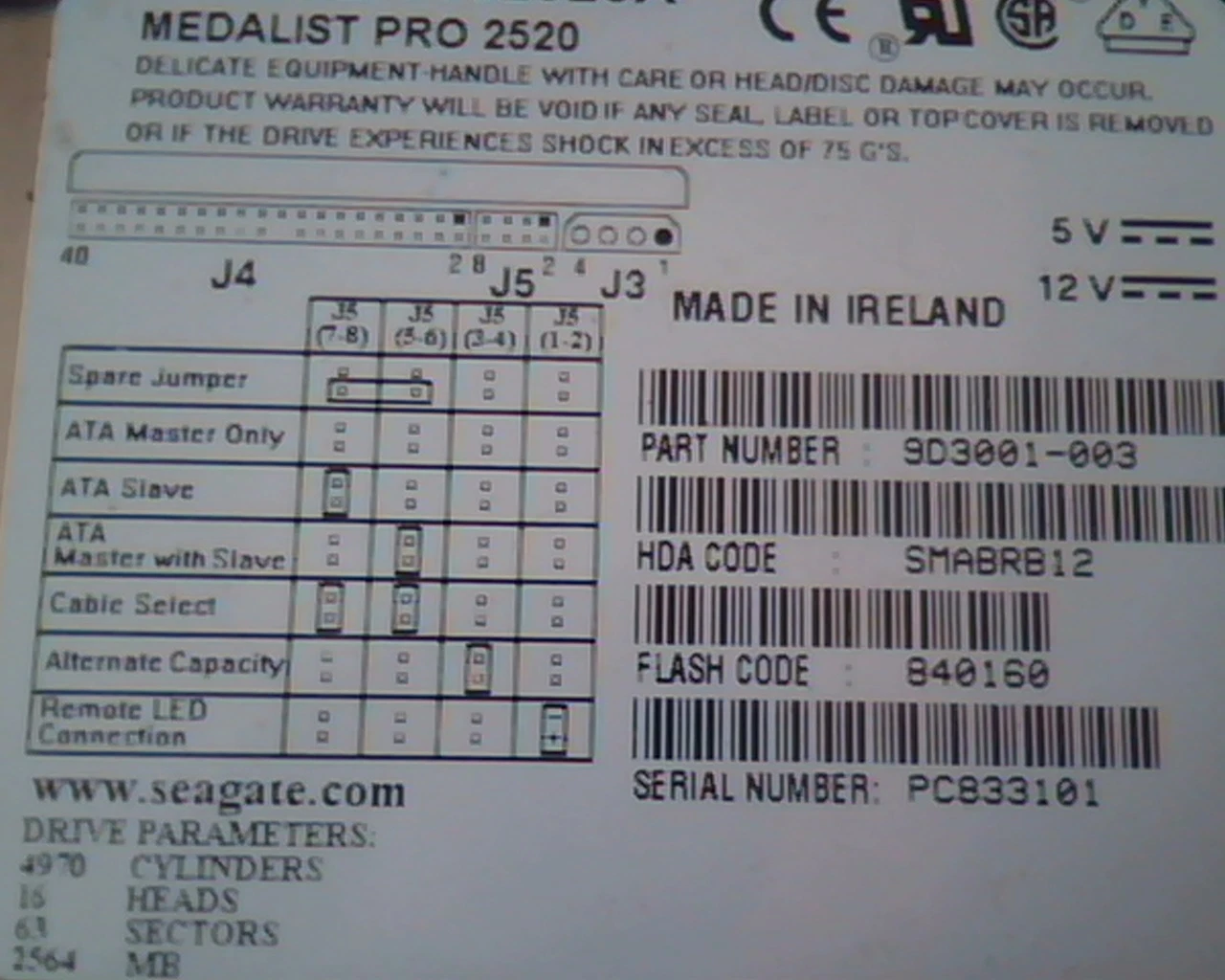 Hard Drive Disk IDE Seagate Medalist Pro 2520 ST52520A 9D3001-003 2564MB ✅TESTED - image 3
