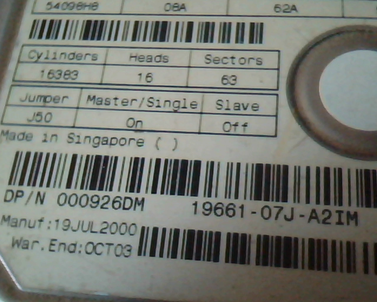 Hard Drive Disk IDE Maxtor 54098H8 08A 62A 58A 000926M DAC10SC0 19661-07J-A2IM - image 4