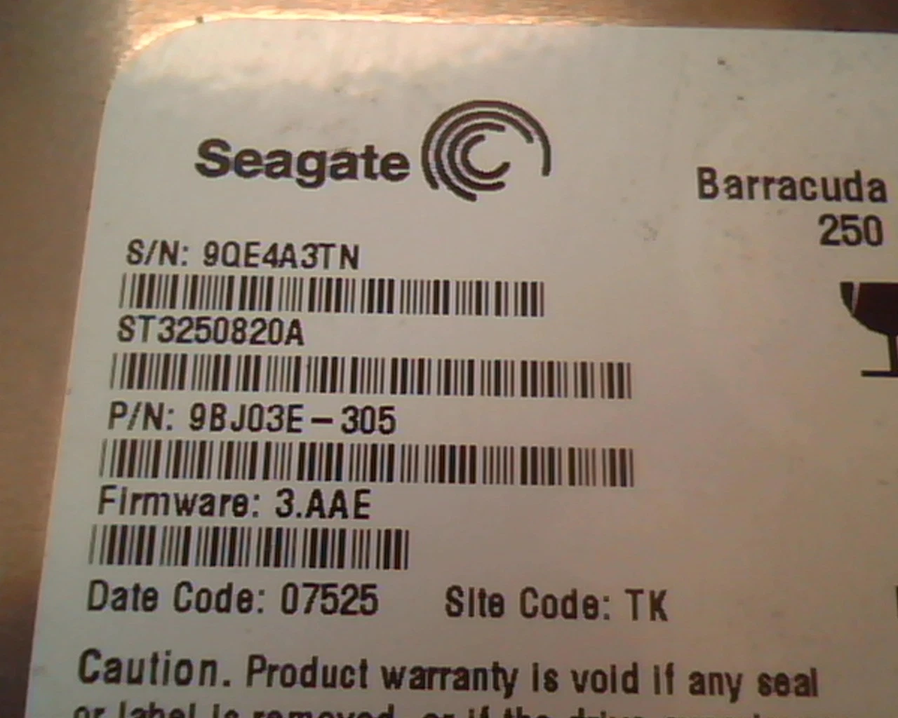 Hard Drive Disk IDE Seagate Barracuda 7200.10 250GB ST3250820A 9BJ03E-305 TK - image 3
