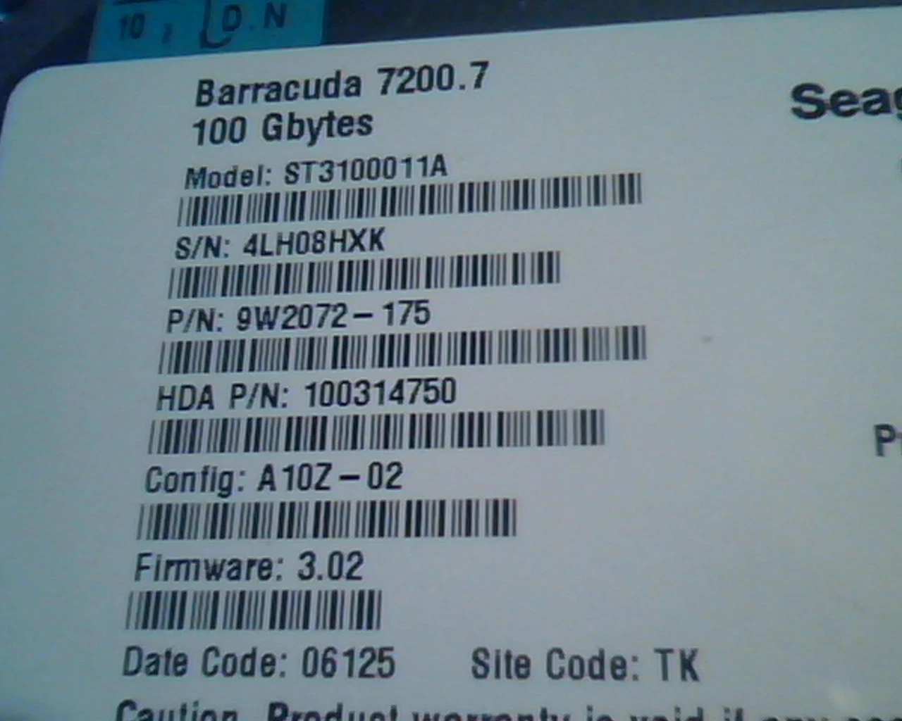 Hard Drive Disk IDE Seagate Barracuda 7200.7 ST3100011A 9W2072-175 100314750 100 - image 2