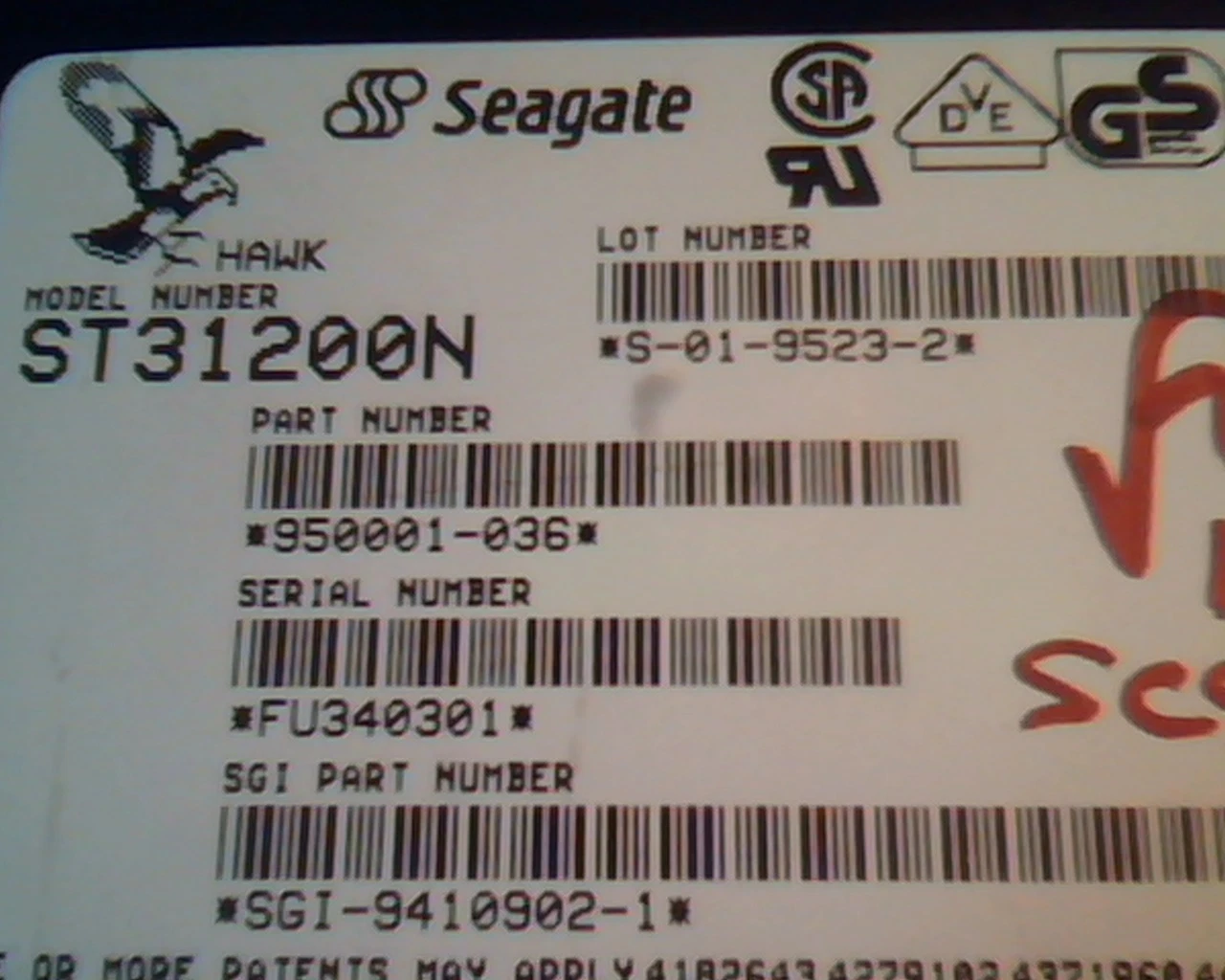 Hard Drive Disk SCSI Seagate Hawk ST31200N 950001-036 S-01-9523-2 SGI-9410902-1 - image 2