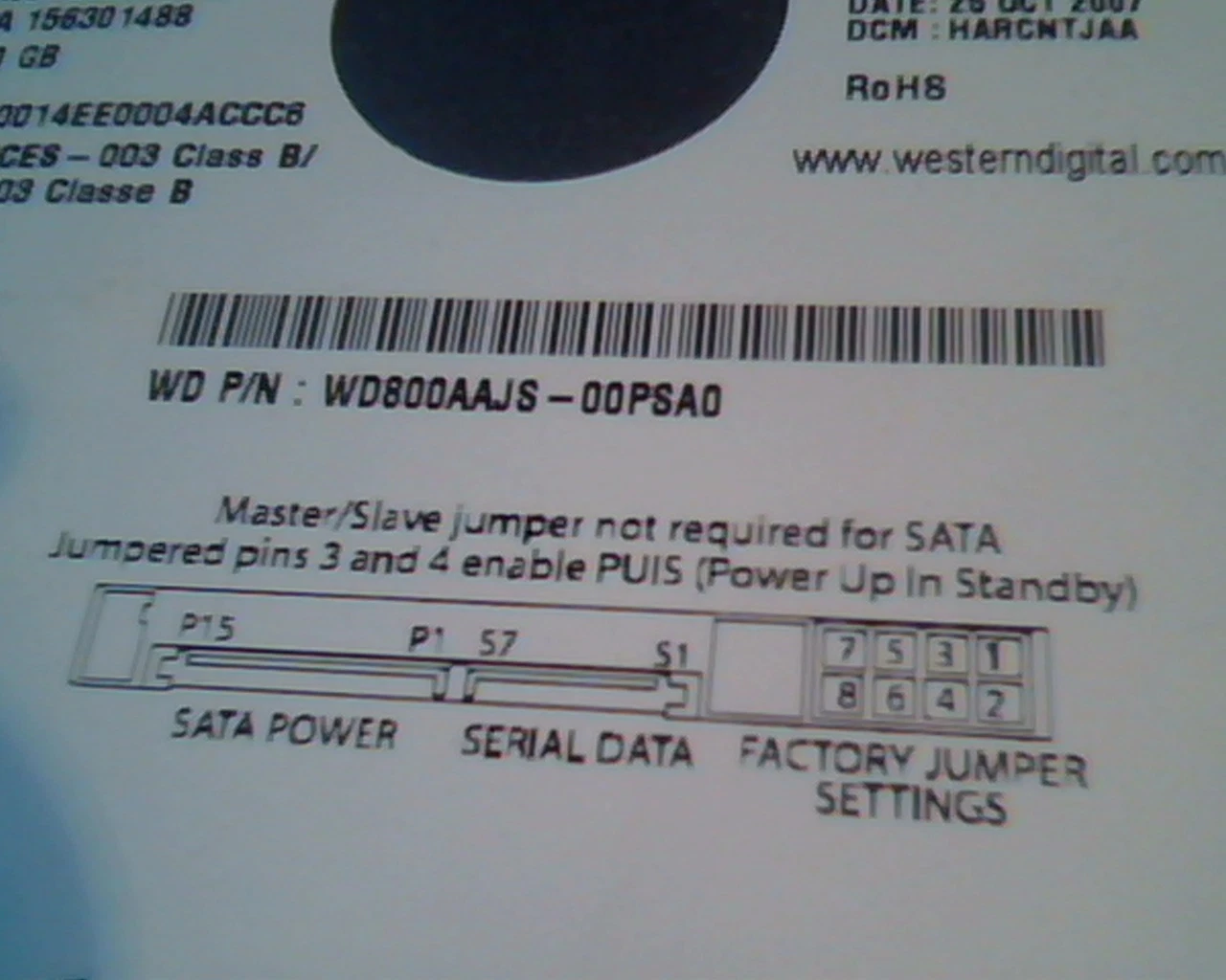 Hard Drive Disk SATA Western Digital WD800AAJS-00PSA0 HARCNTJAA 156301488 80GB - image 4
