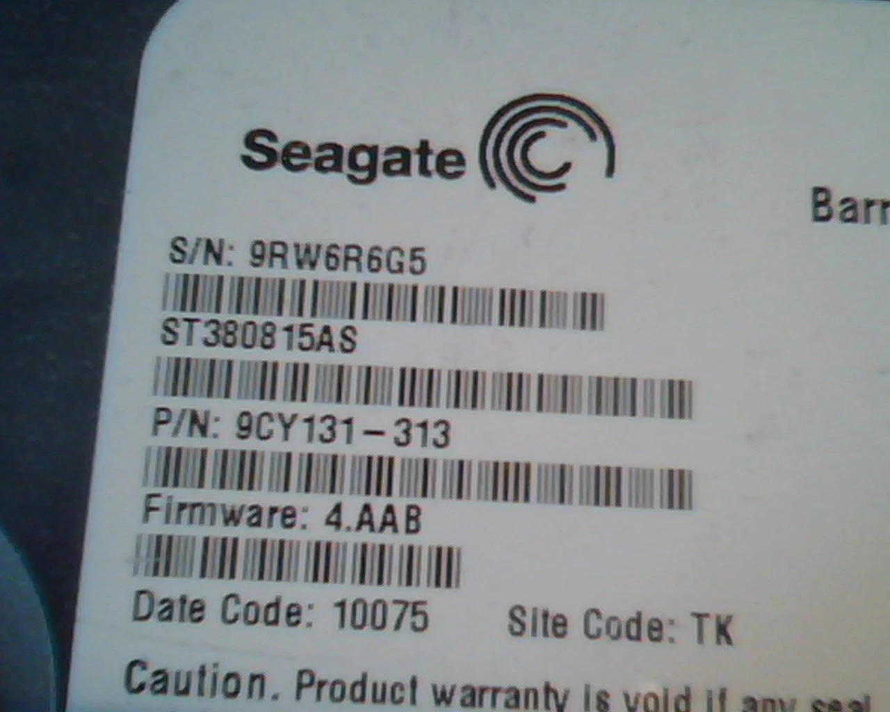 Hard Drive Disk SATA Seagate Barracuda 7200.10 ST380815AS 9CY131-313 80GB 10075 - image 3