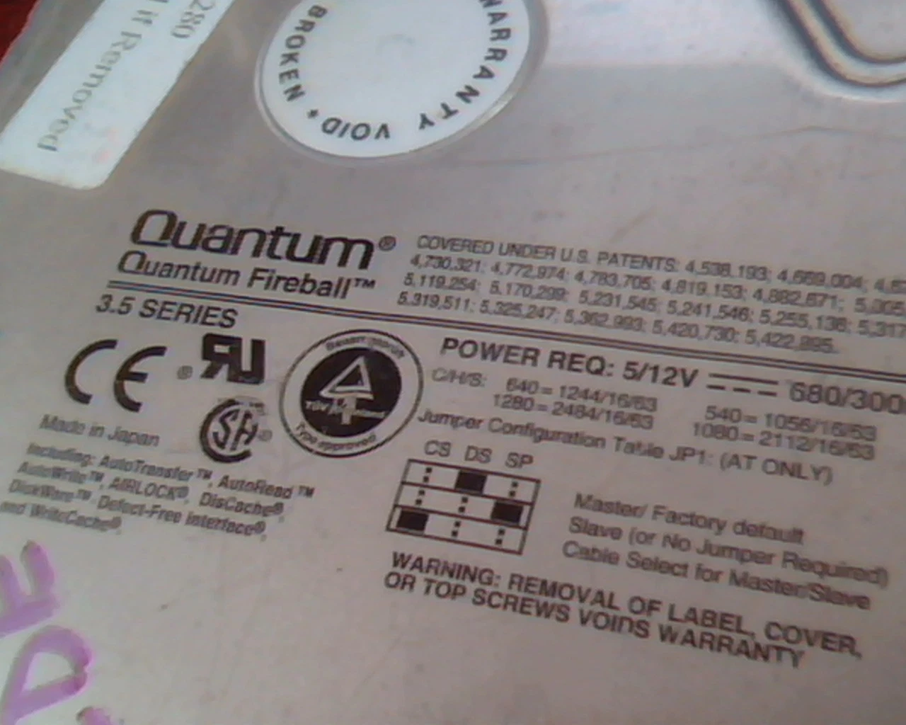Hard Drive Disk IDE Quantum Fireball 1280AT FB12A012 Rev 01-A AFB3 0E00 - image 2