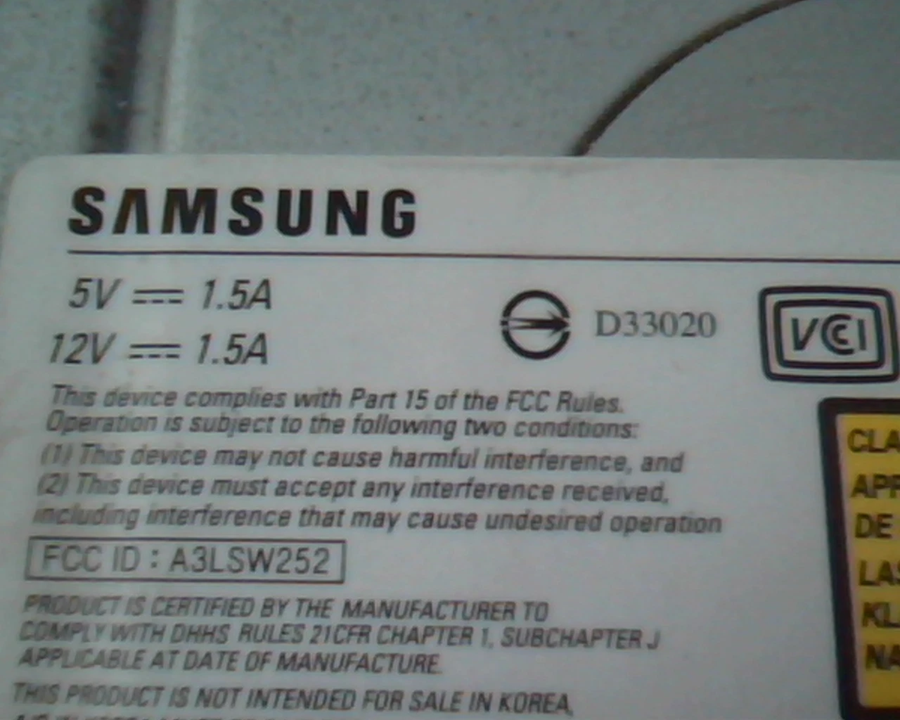 CD Drive IDE Samsung Rewritable SW-252 Ver F SW-252FEN 2004 52x32x52x - image 2