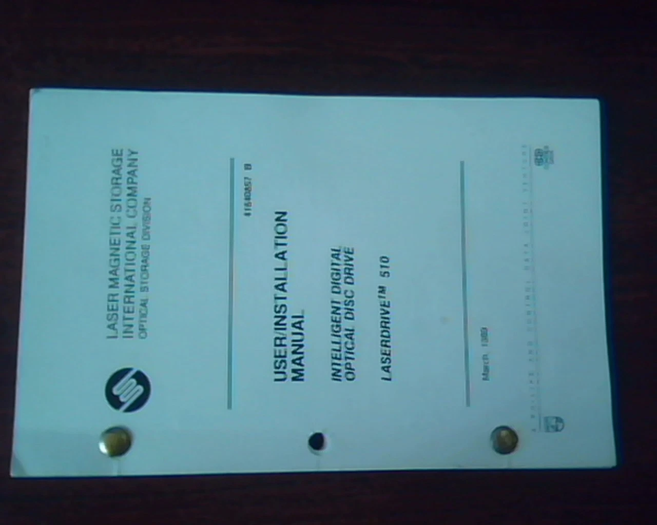MANUAL - LMS Laserdrive LD 510 Philips Optical Drive Installation manual 1989