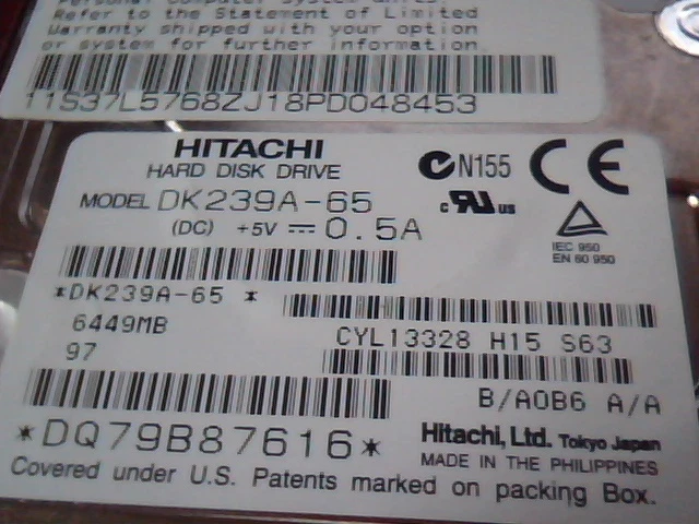 2.5 in Hard Disk Drive Hitachi DK239A-65 37L5768 6.4GB 37L5769 - image 2