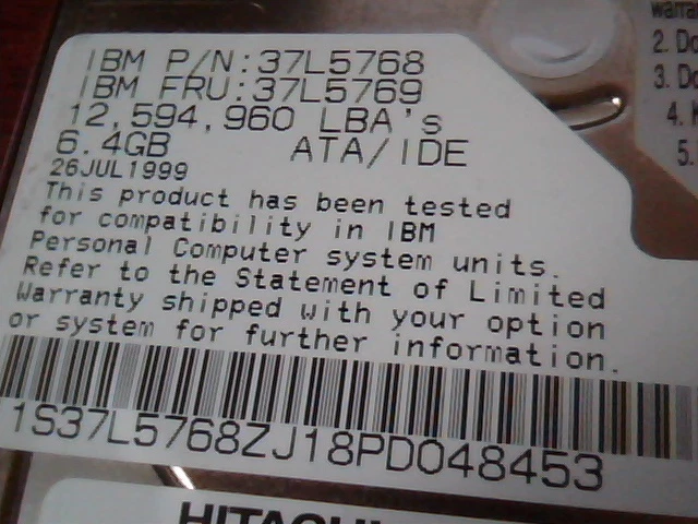 2.5 in Hard Disk Drive Hitachi DK239A-65 37L5768 6.4GB 37L5769 - image 3