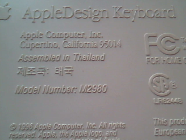 Keyboard AppleDesign Model M2980 LR62448 - 1996 Apple - image 5