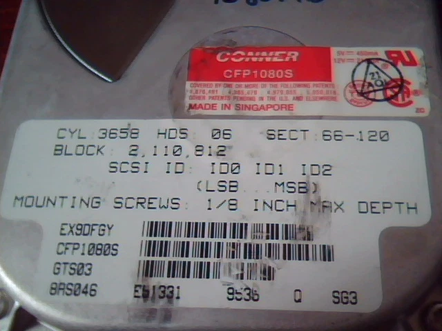 SCSI Hard Disk Drive 50-pin Conner CFP1080S GTS03 8AS046 - image 2