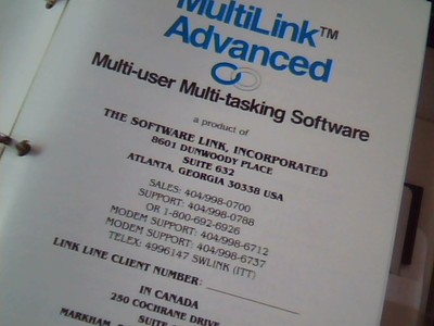MultiLink Advanced Vintage Software IBM PC/XT/AT binder User's Guide — image 3