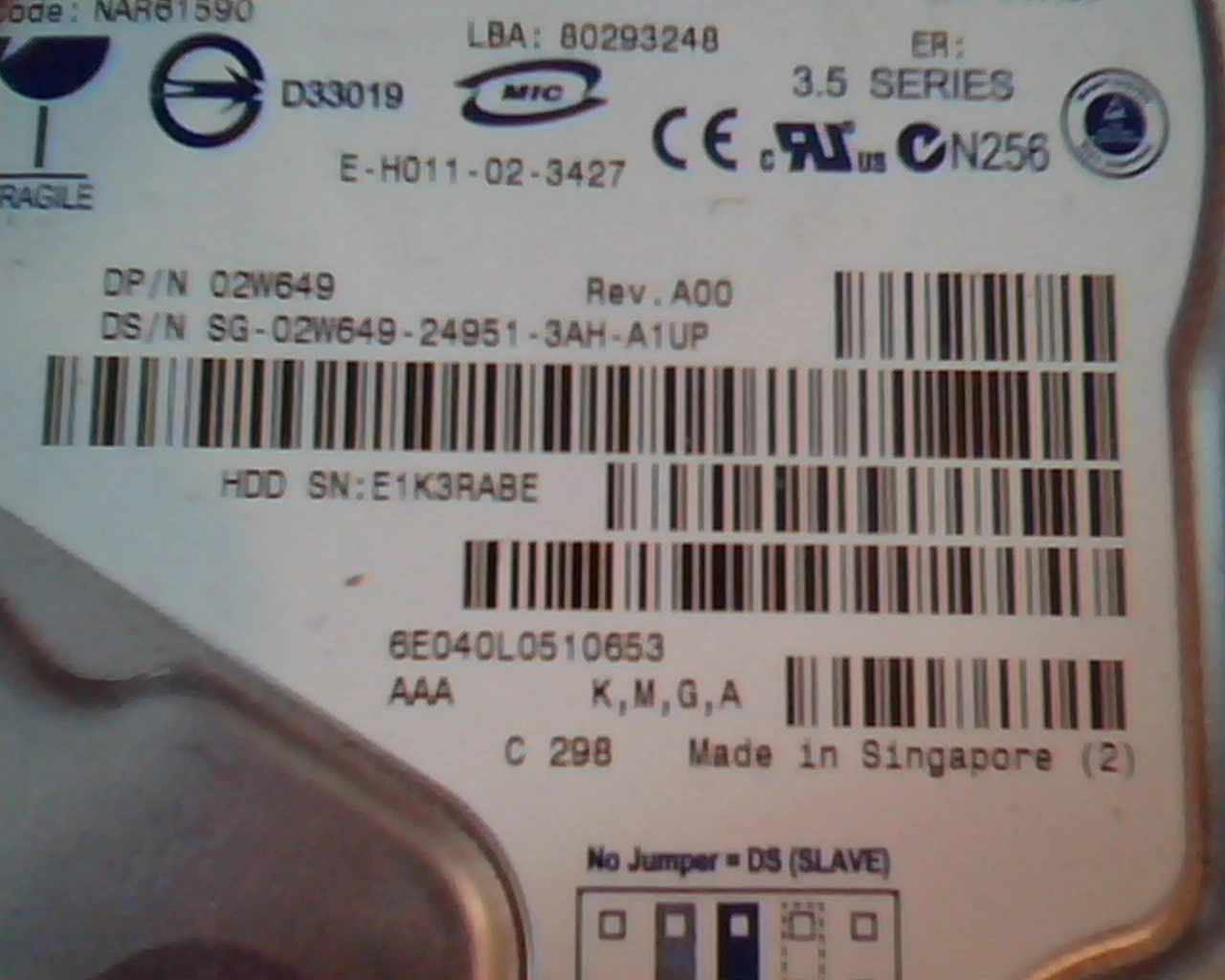 Hard Disk Drive IDE Maxtor DiamondMax Plus 8 02W649 80293248 40GB NAR61590 - image 2