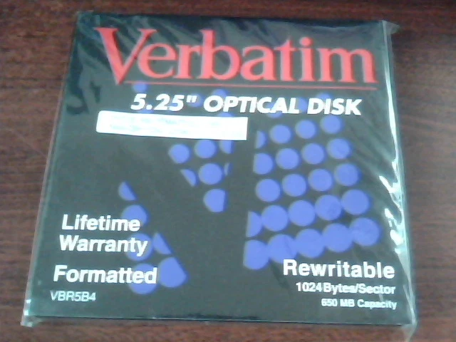 Verbatim 5.25 Optical Disk Formatted ReWritable VBR5B4