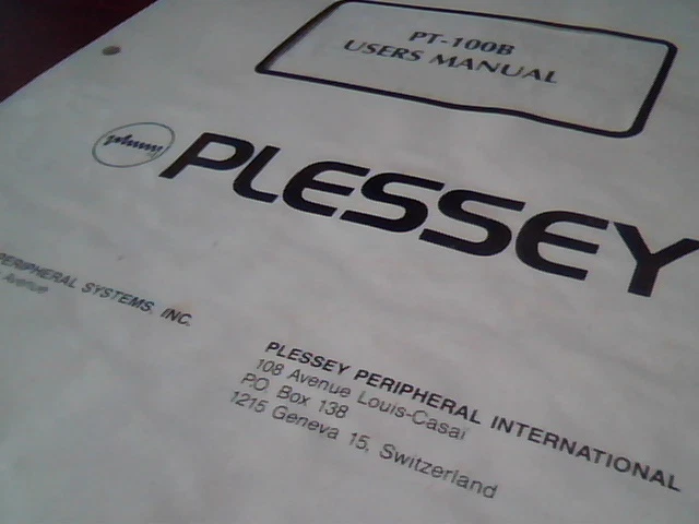 Plessey PT-100B Users Manual ASCII Terminal DEC VT100 - image 2