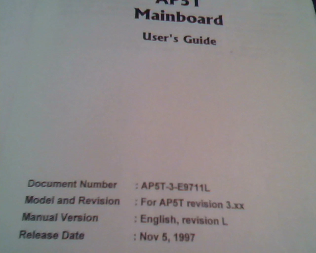 AP5T Mainboard User's Manual Guide AB5T-3-E9711L - image 2