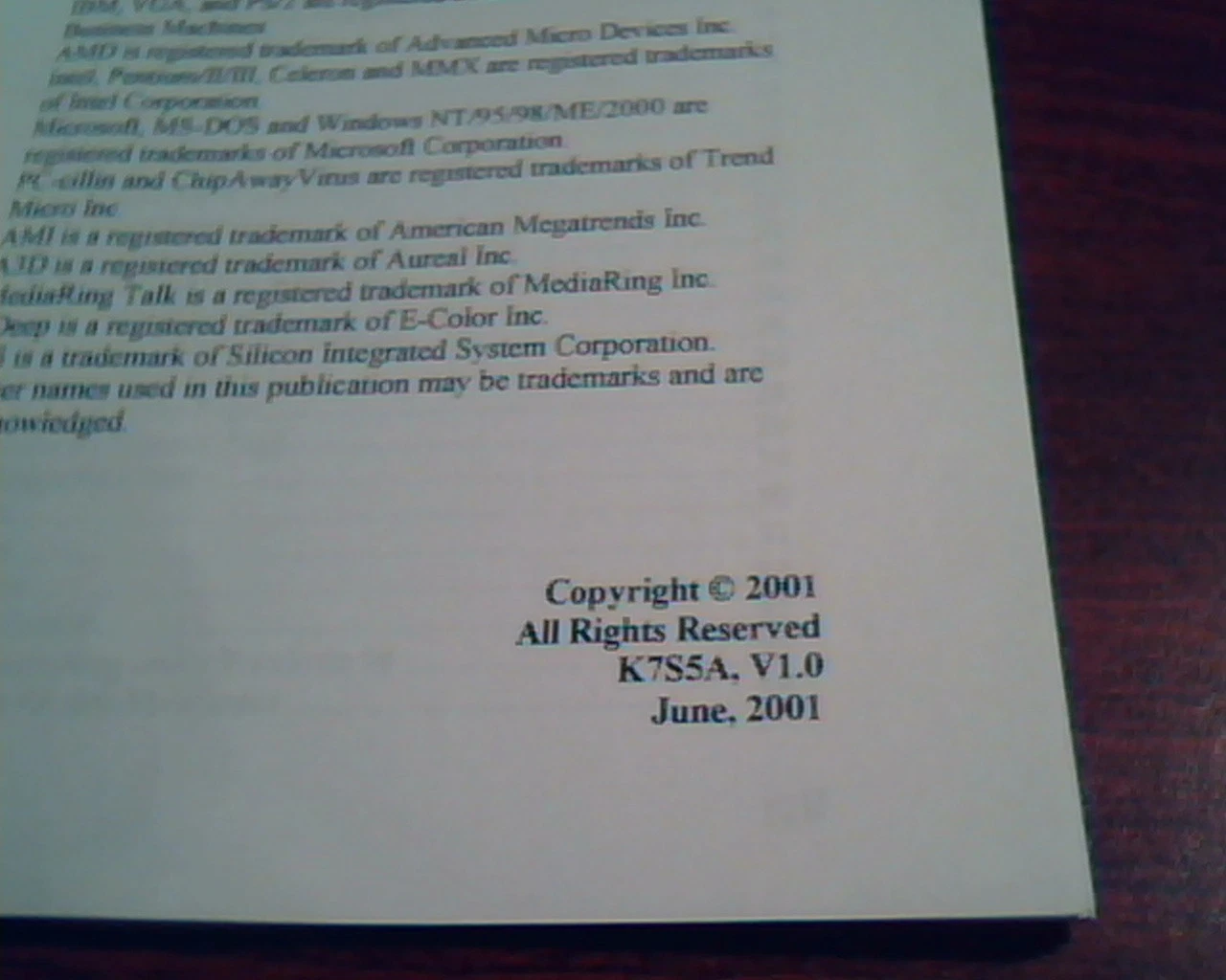 K7S5A Mainboard User's Guide Manual Version 1.0 40-012-D17100 Jun2001 - image 2
