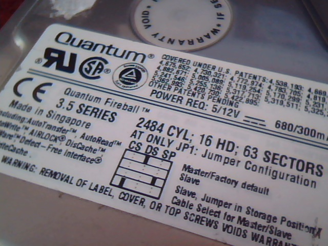 Hard Disk Drive IDE Quantum Fireball 1280AT FB12A01R Rev 01-A - image 2