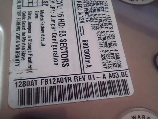 Hard Disk Drive IDE Quantum Fireball 1280AT FB12A01R Rev 01-A - image 3