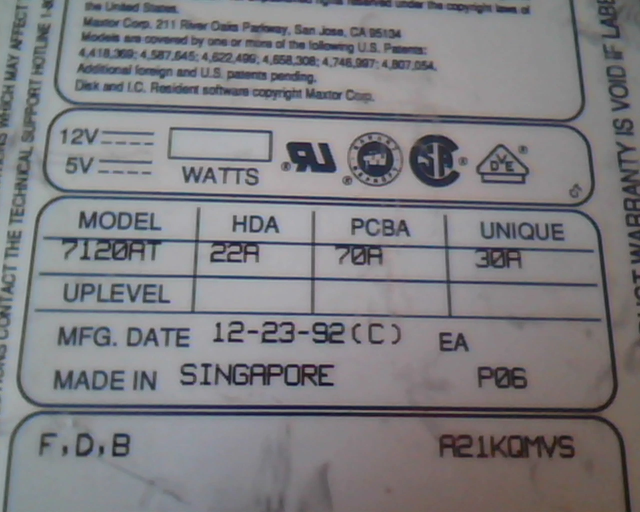 Hard Disk Drive IDE Maxtor 7120AT PCB-37OA 22A 70A 30A - image 2