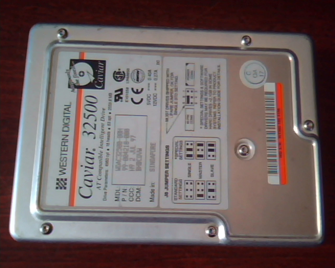 Hard Disk Drive IDE Western Digital Caviar 32500 WDAC32500-00H 99-004218-000